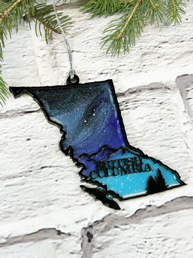 CLEARANCE Purple and Blue Province Northern Lights Ornaments