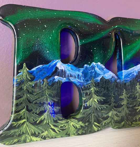 Rocky Mountain Wildlife Resin Art Name Sign