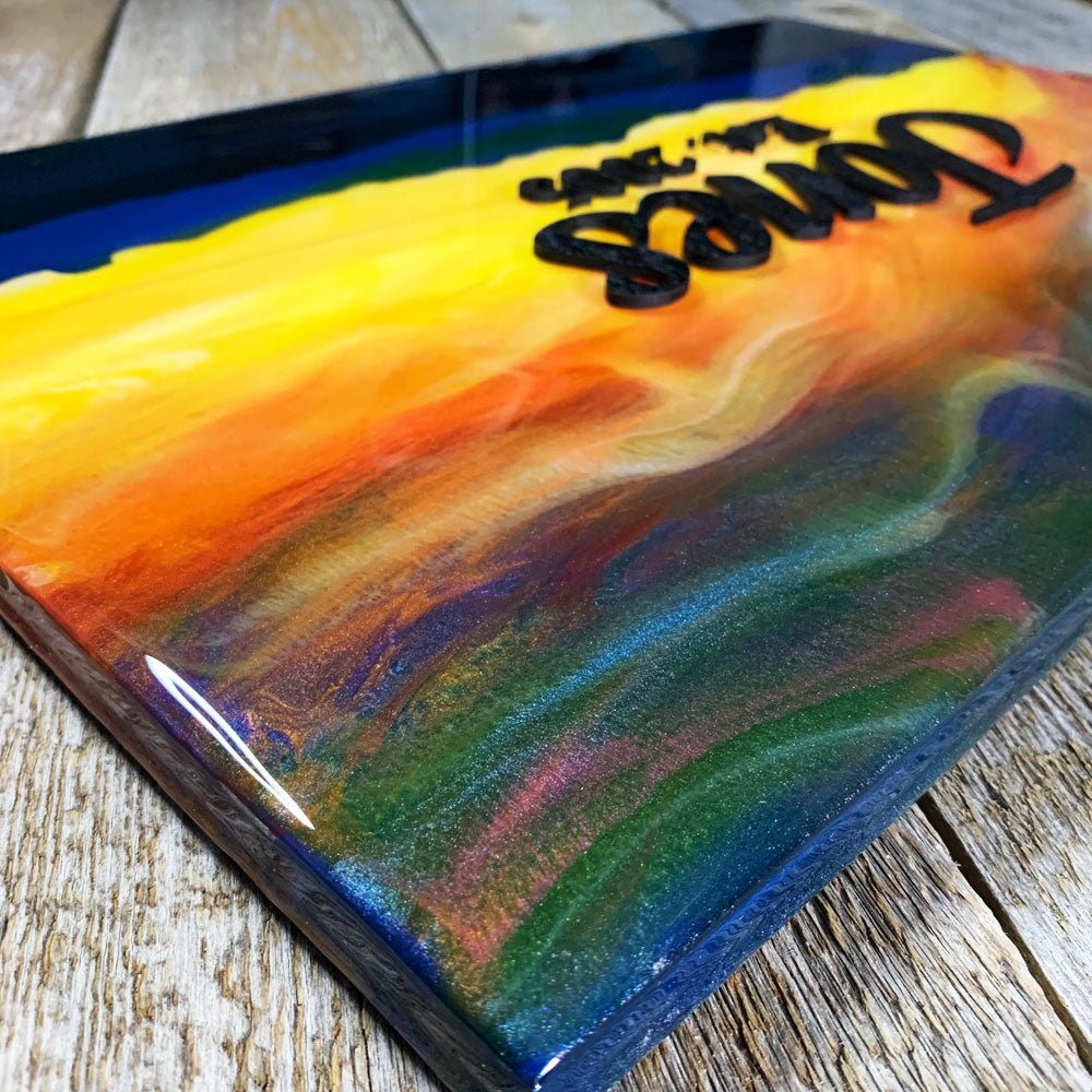 Mountain Sunset Resin Art Name Sign
