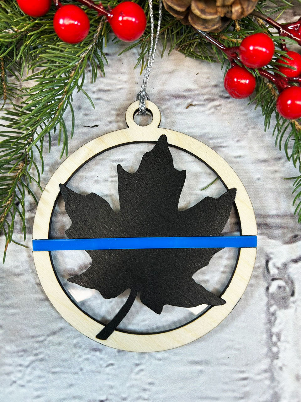 Canadian Thin Blue Line Christmas Ornament