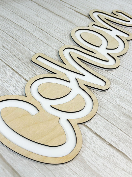 Two Layered Wood and Acrylic Name Sign