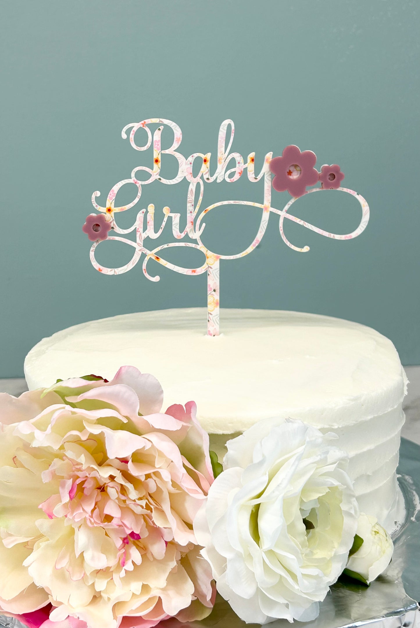 Baby Girl Floral Cake Topper