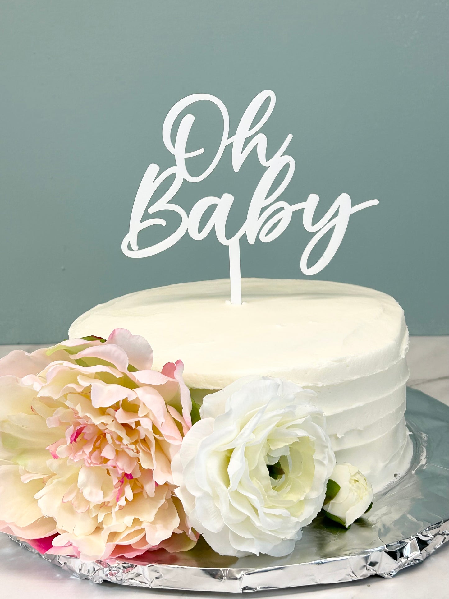 White Oh Baby Cake Topper