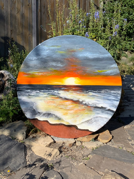 Maui Sunset Ocean Resin Artwork