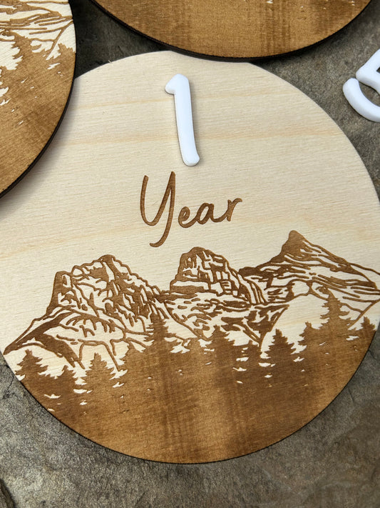 Three Sisters Wood Birth Milestone Marker Set