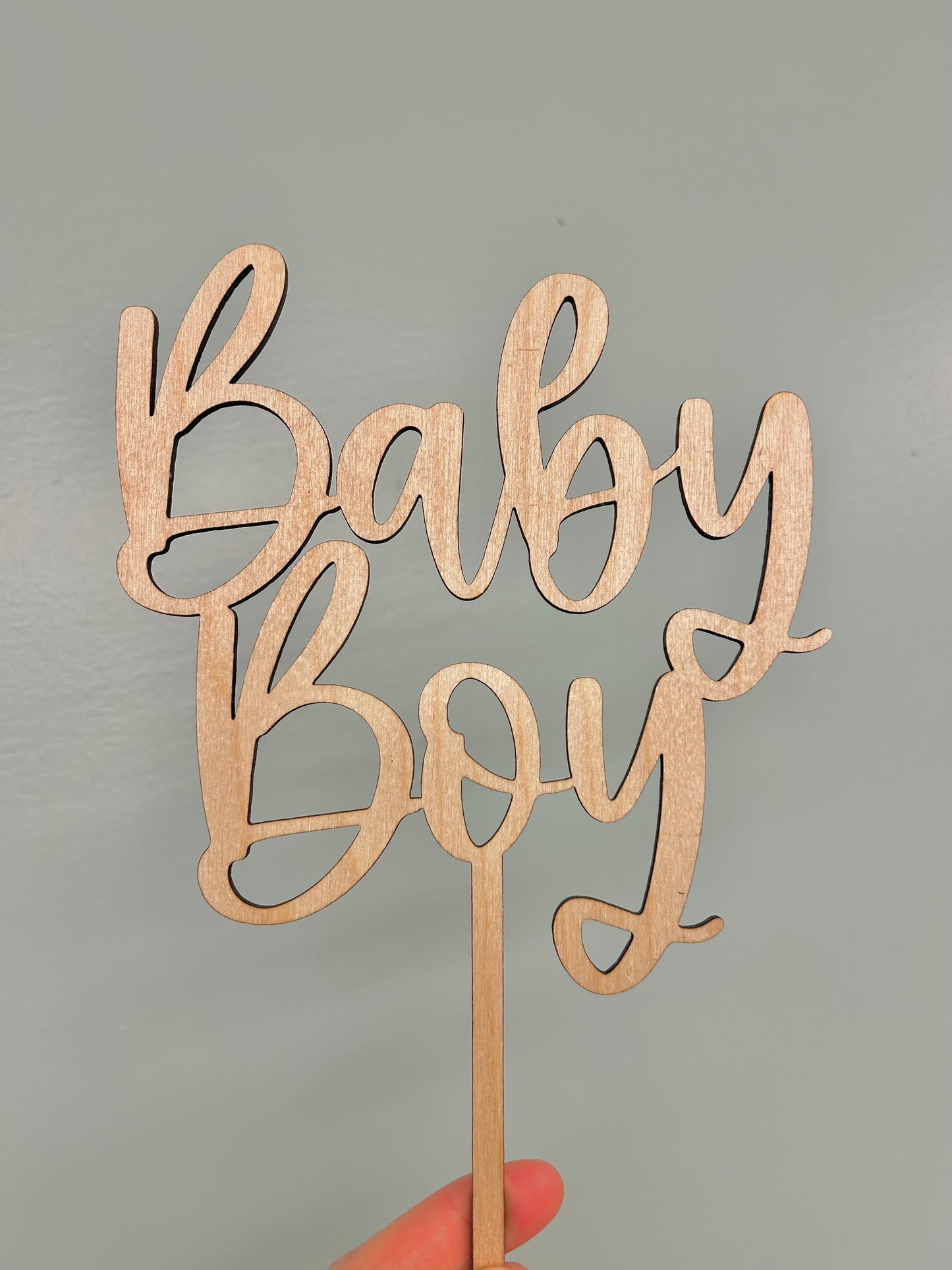 Wood Baby Boy Cake Topper