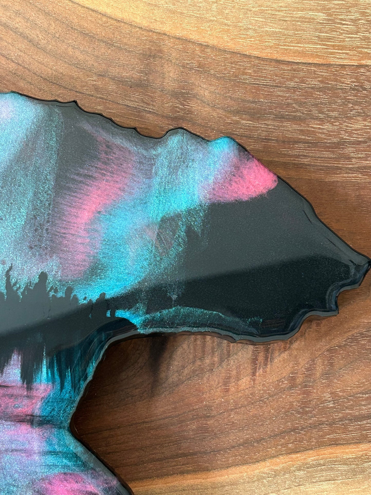 Lake Reflections Northern Lights Bear Resin Art