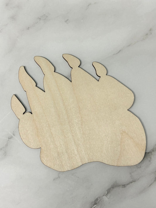 Mini Bear Paw Unpainted Wooden Blank
