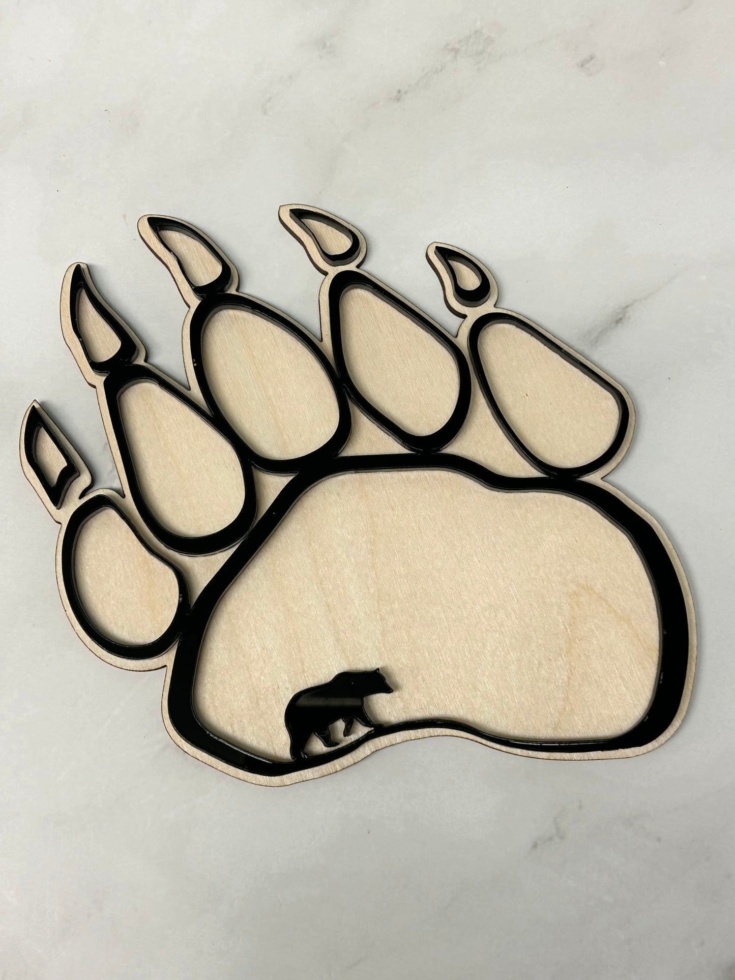 Mini Bear Paw Wood Shape With Silhouette Set