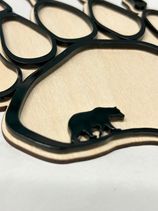 Mini Bear Paw Wood Shape With Silhouette Set