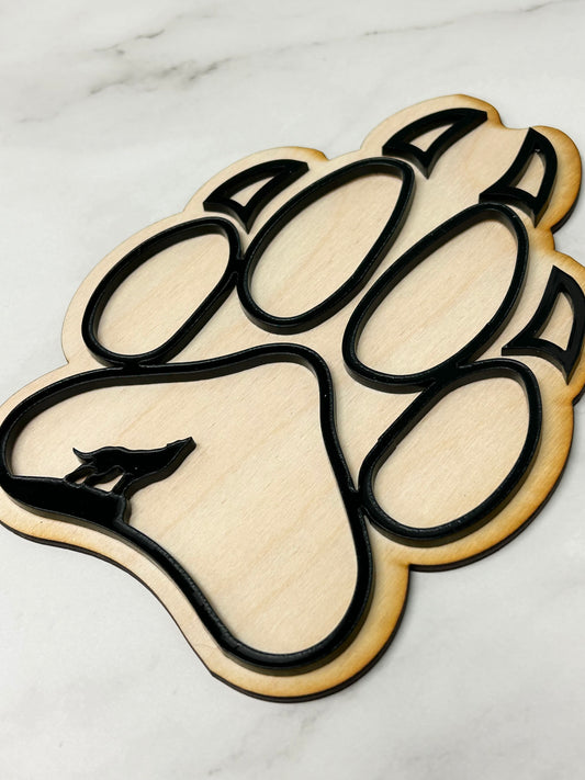 Mini Wolf Paw Wood Shape With Silhouette Set
