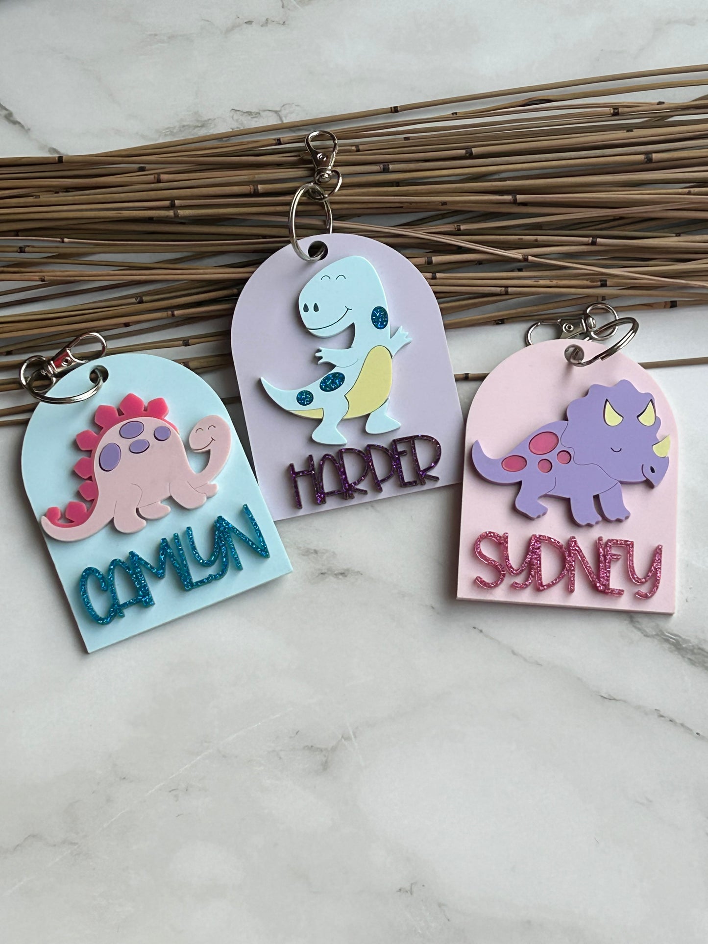 Cute Dinosaur Backpack Name Tags