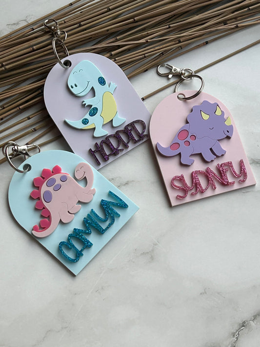 Cute Dinosaur Backpack Name Tags