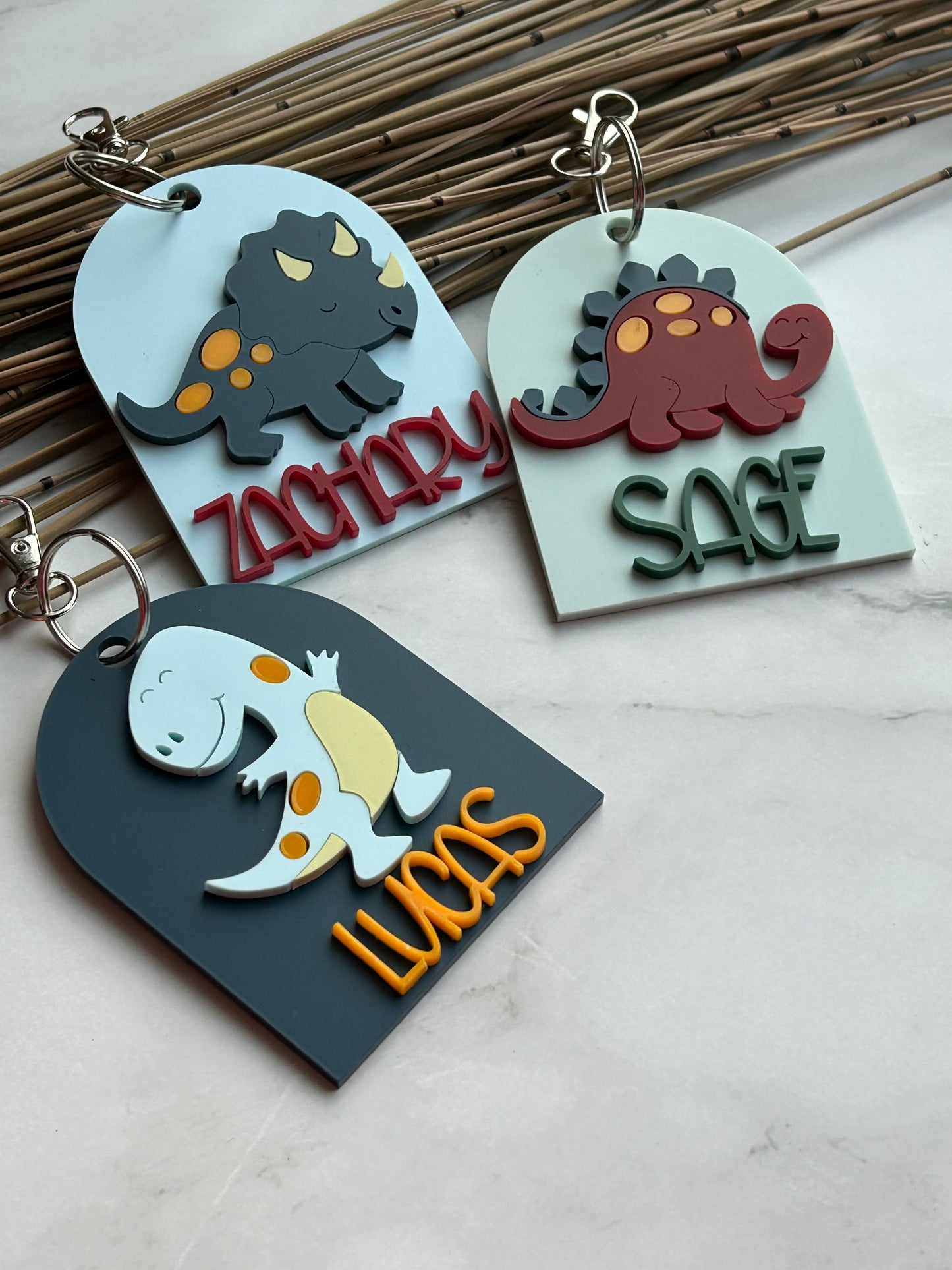Cute Dinosaur Backpack Name Tags