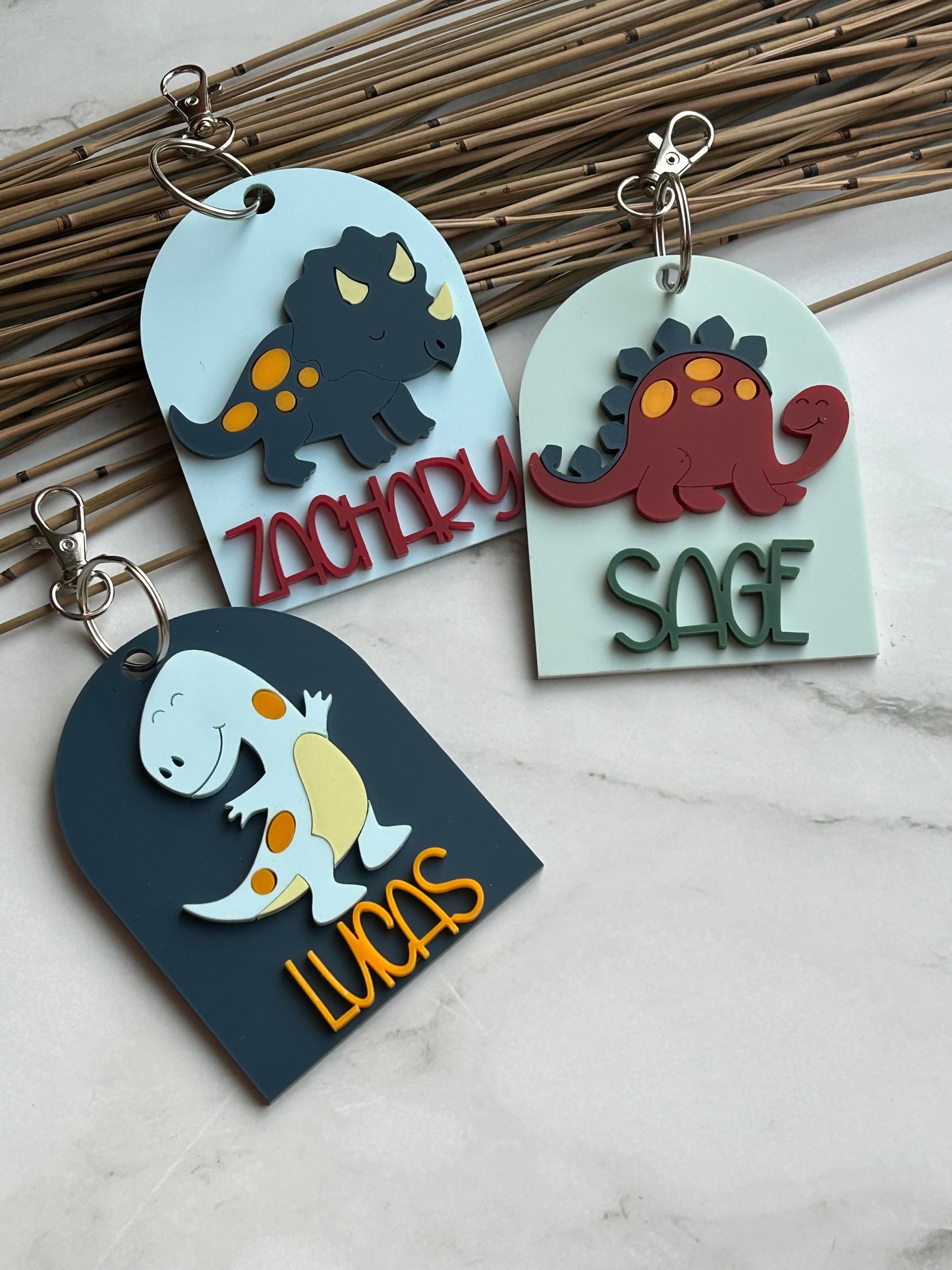 Cute Dinosaur Backpack Name Tags