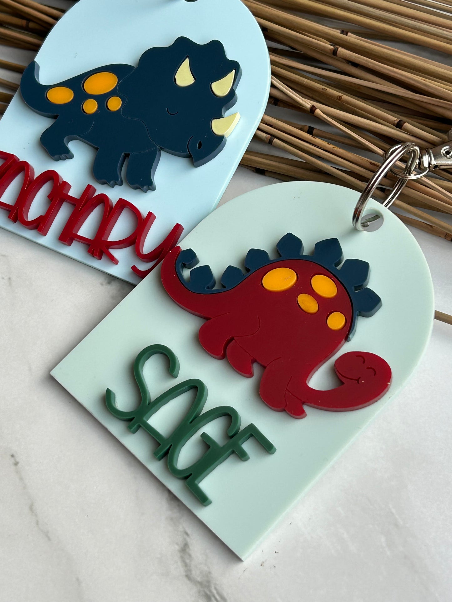Cute Dinosaur Backpack Name Tags