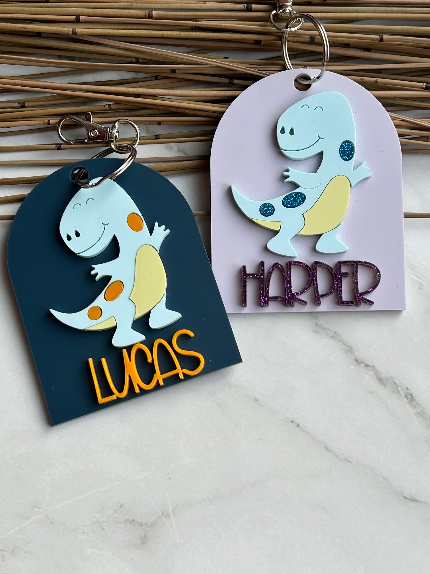 Cute Dinosaur Backpack Name Tags