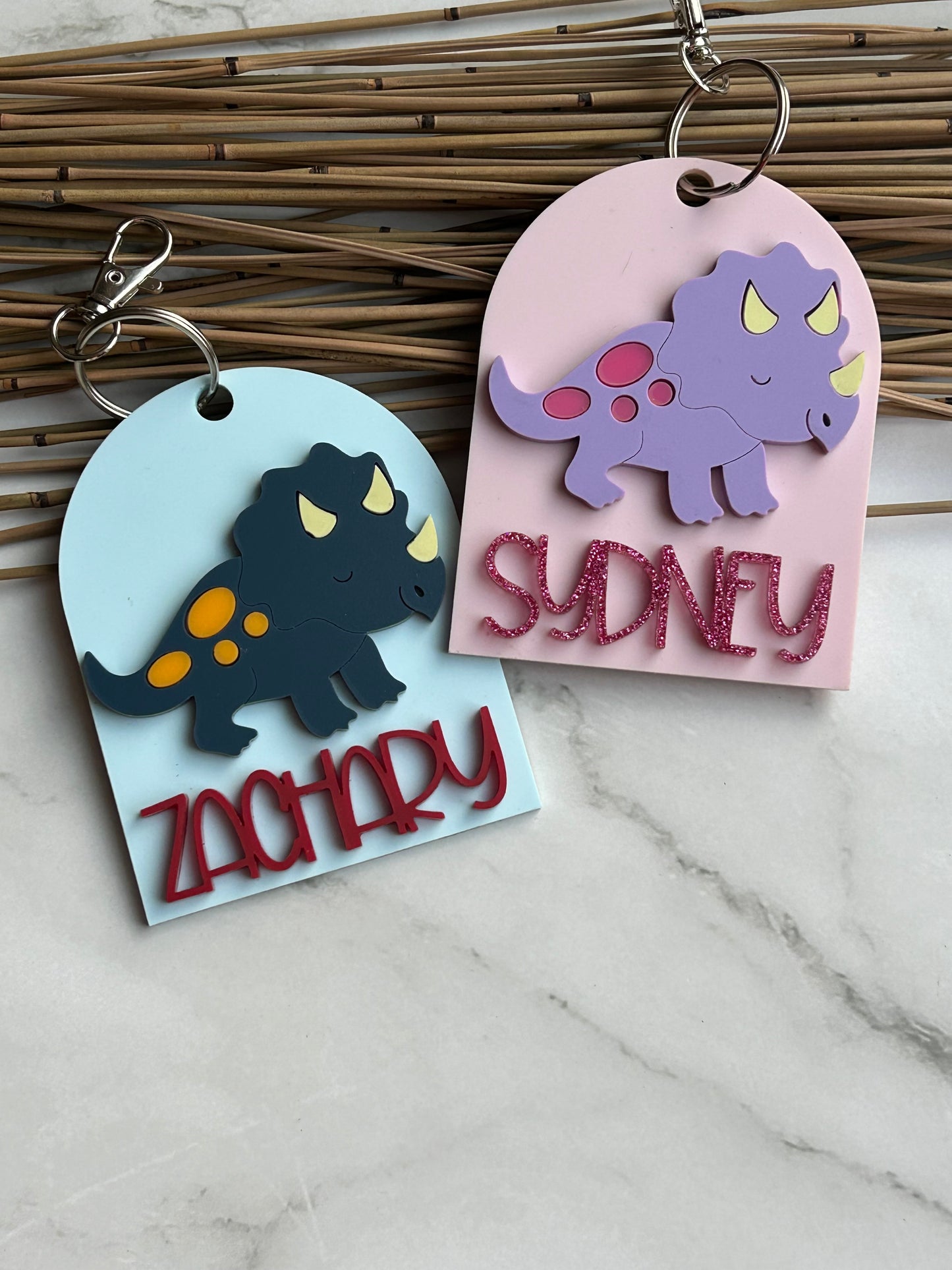 Cute Dinosaur Backpack Name Tags