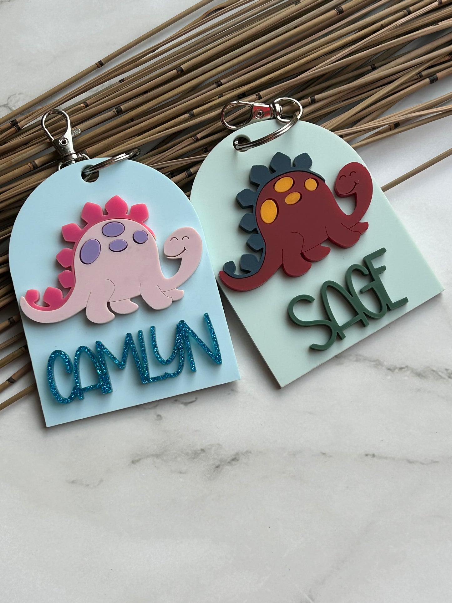 Cute Dinosaur Backpack Name Tags