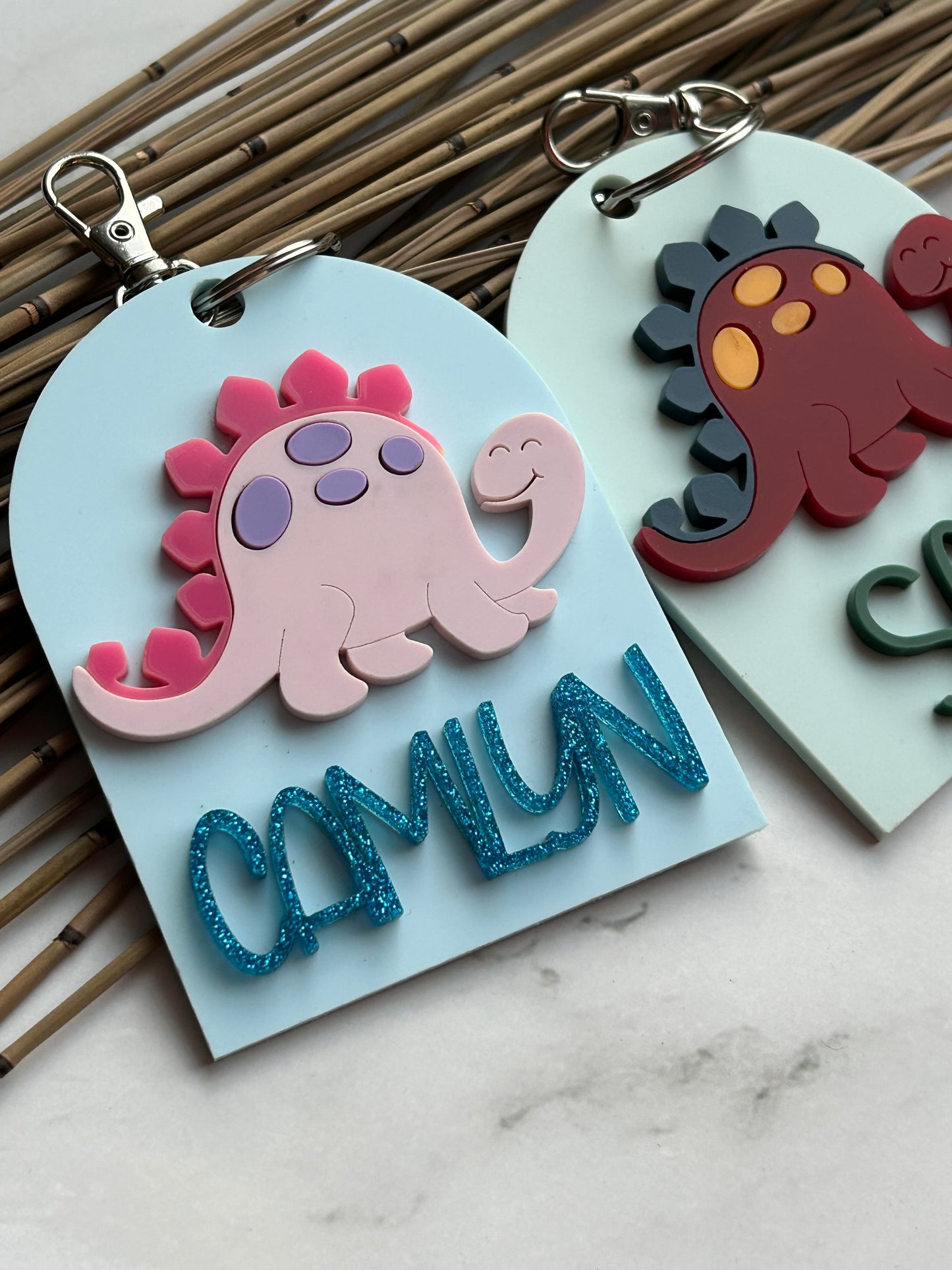 Cute Dinosaur Backpack Name Tags