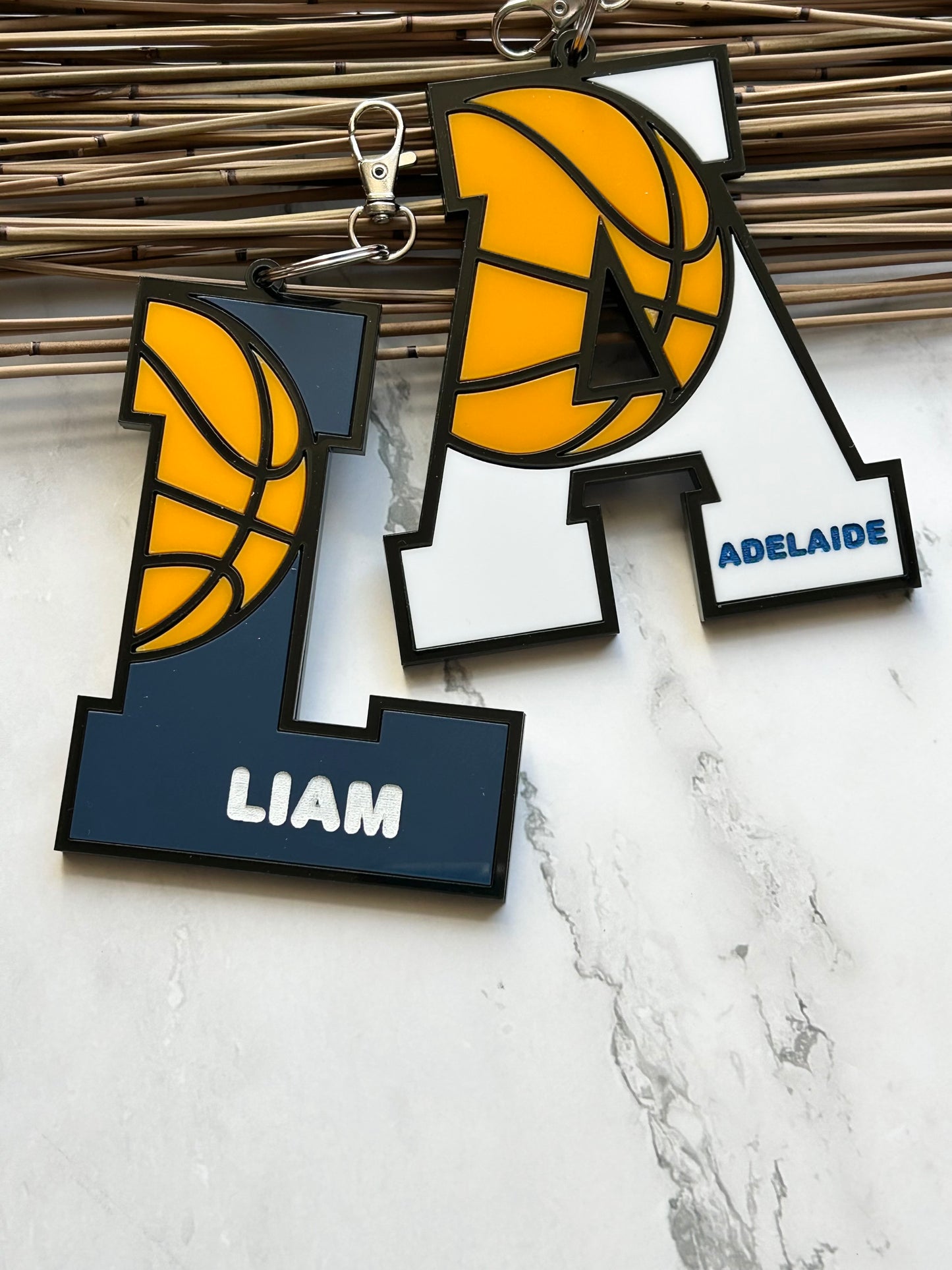 Basketball Personalized Clip On Backpack Name Tag