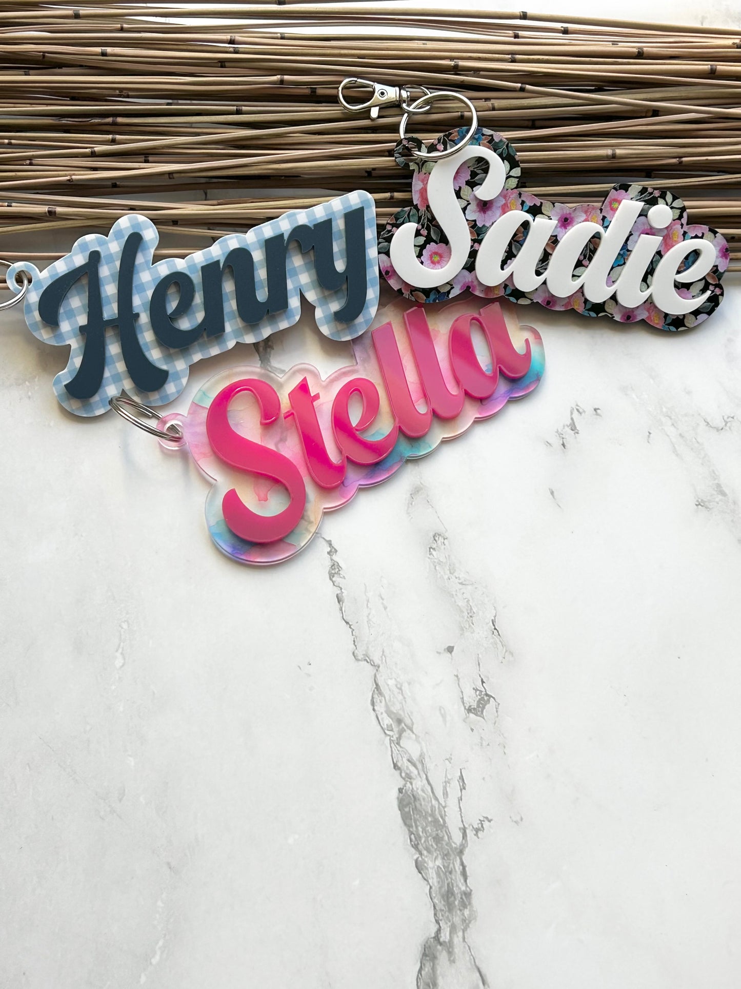 Layered Name Clip on Backpack Name Tag