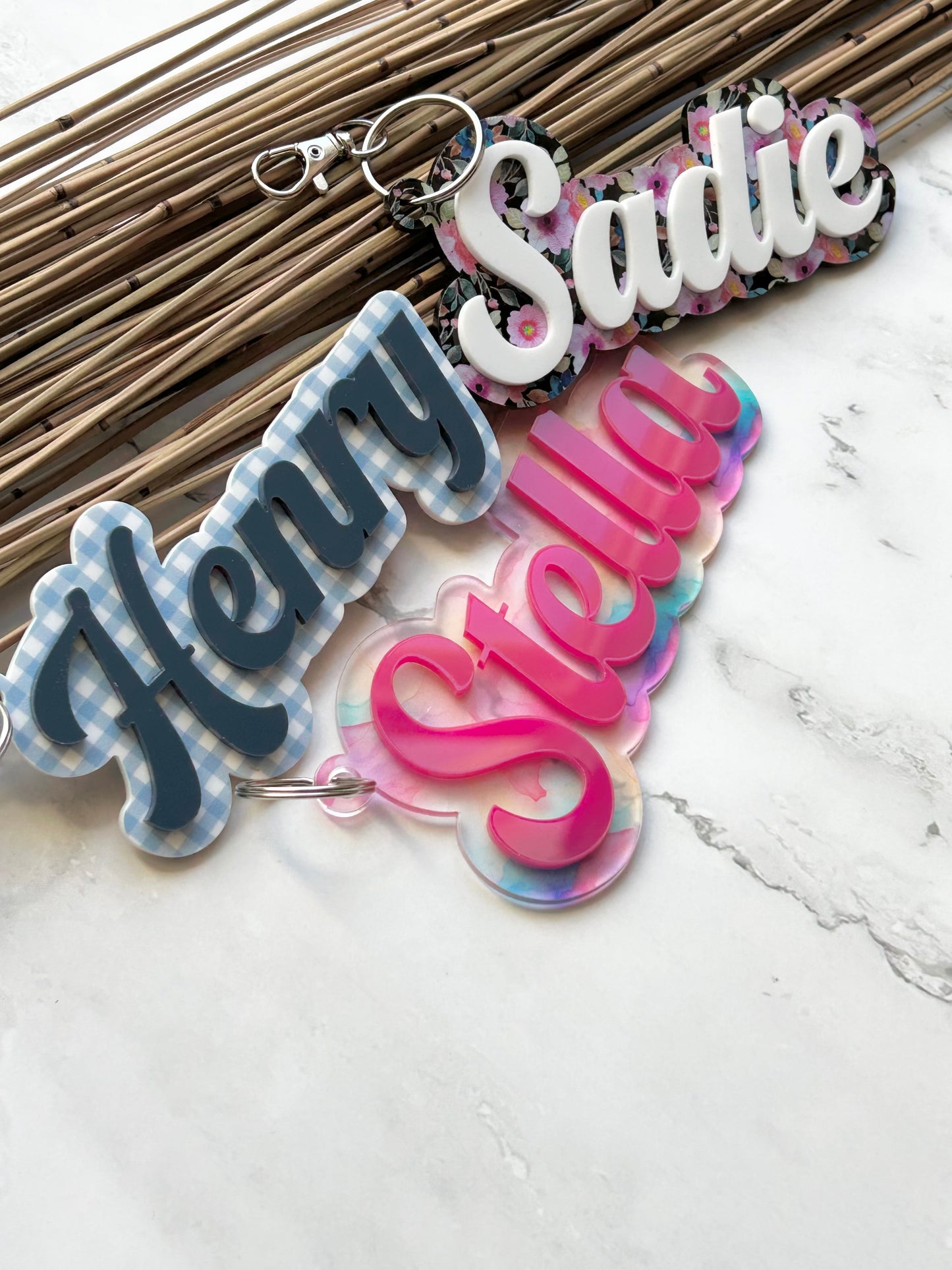 Layered Name Clip on Backpack Name Tag