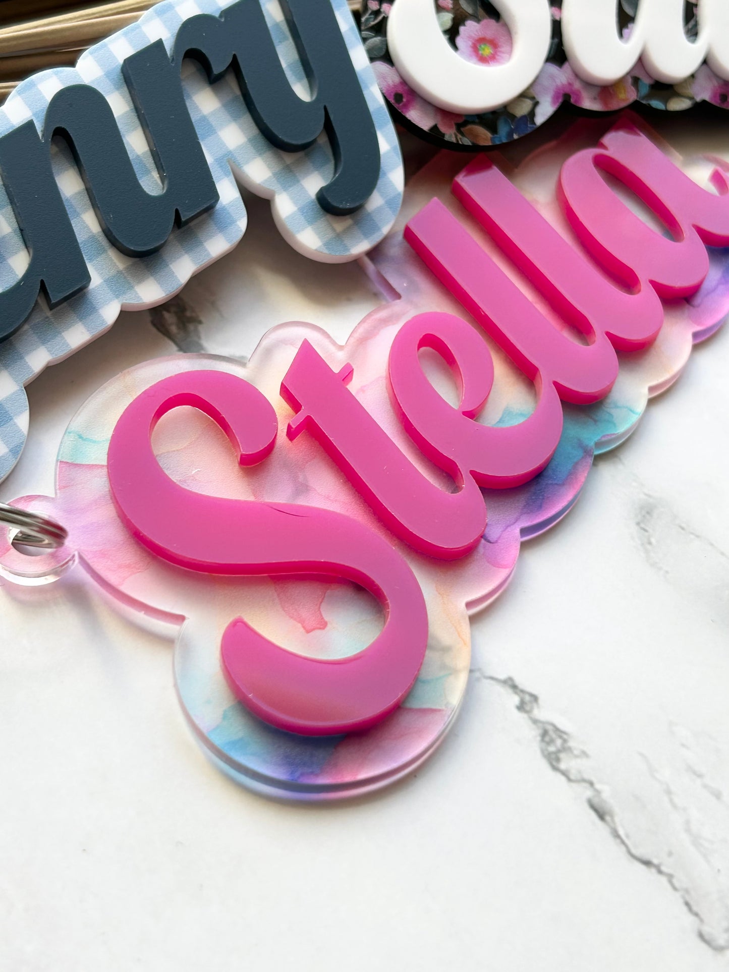 Layered Name Clip on Backpack Name Tag