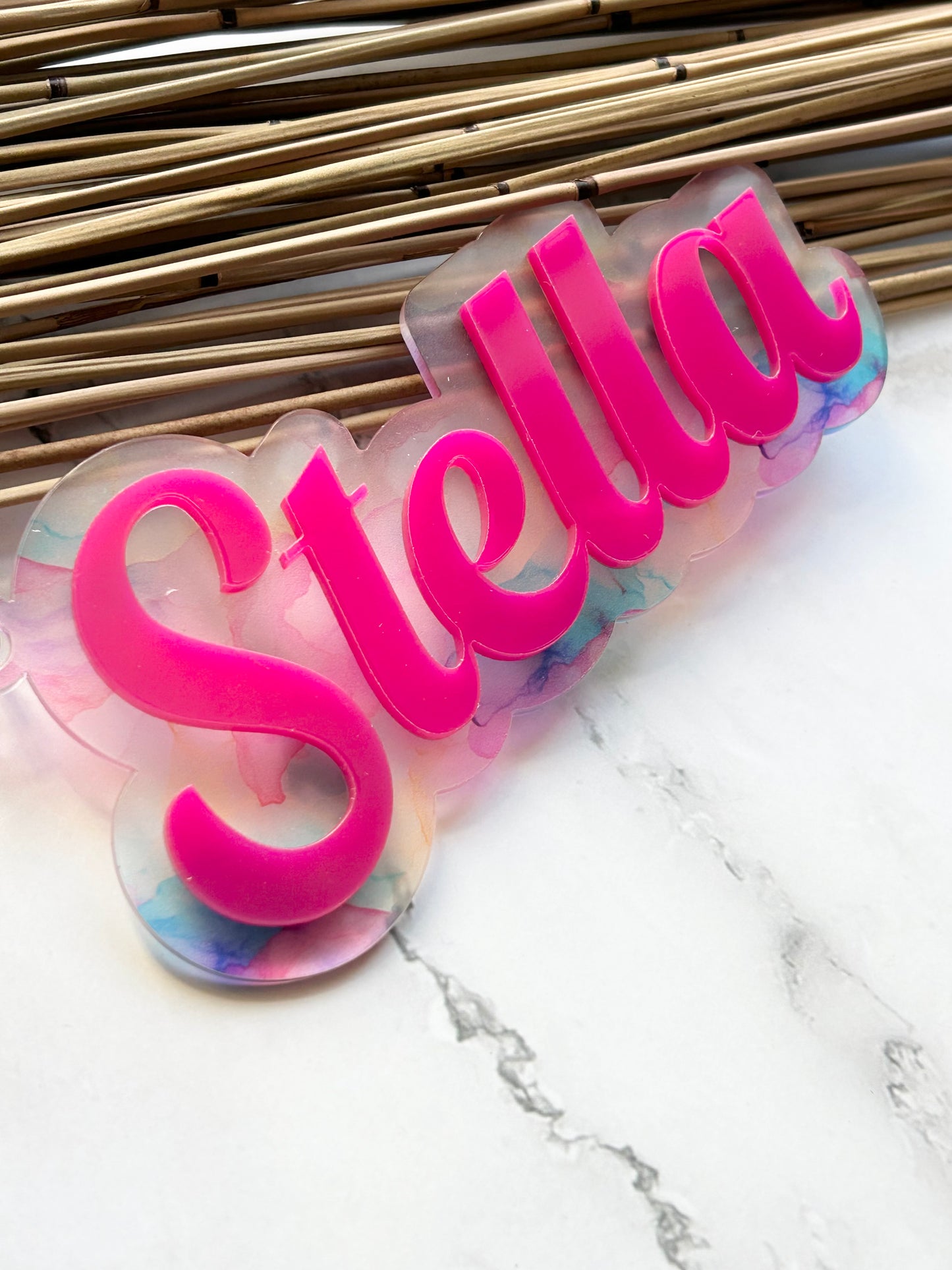 Layered Name Clip on Backpack Name Tag