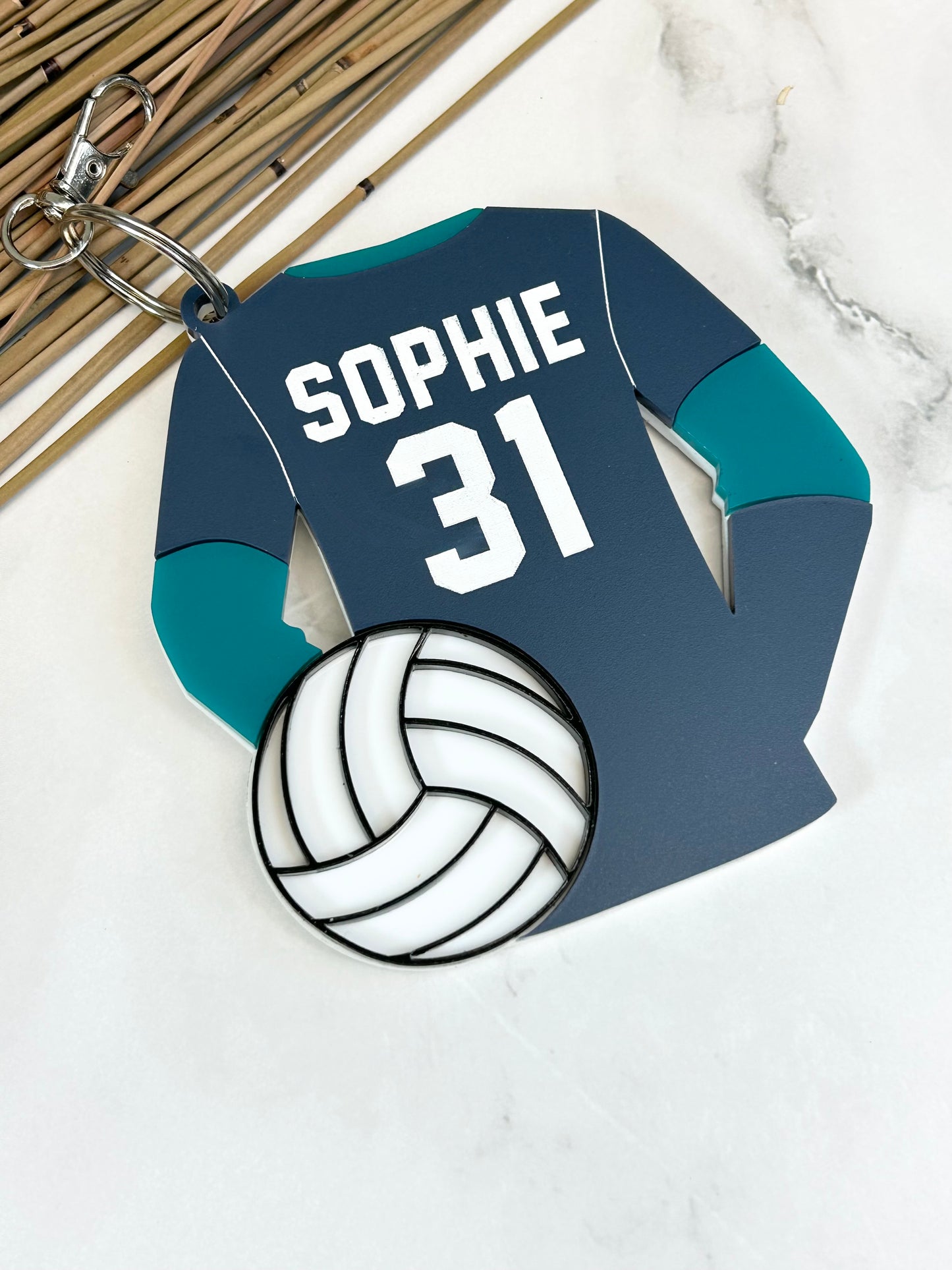 Volleyball Jersey with Ball Backpack Clip On Name Tag