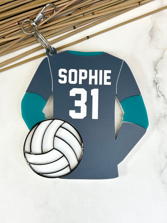 Volleyball Jersey with Ball Backpack Clip On Name Tag