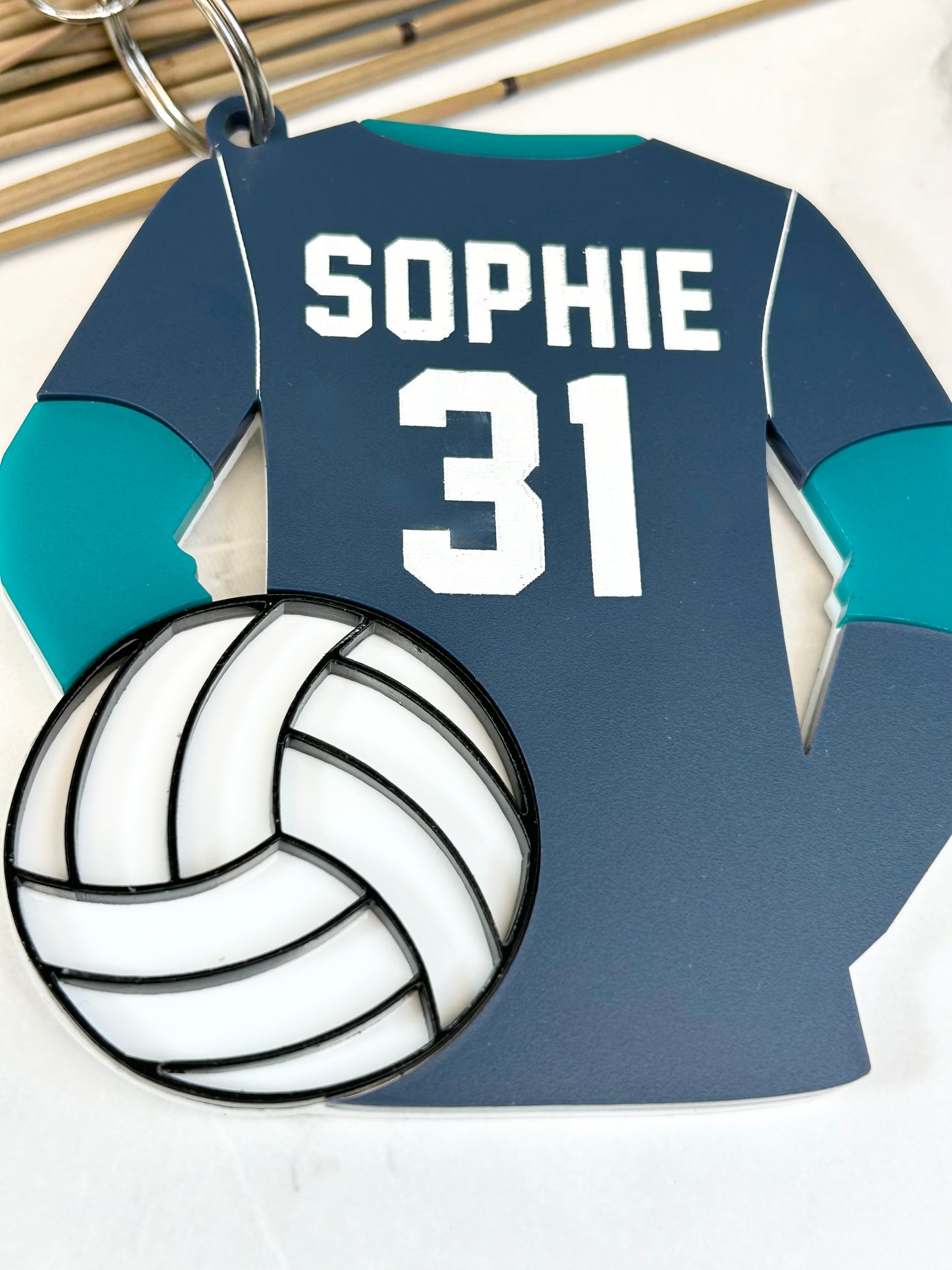 Volleyball Jersey with Ball Backpack Clip On Name Tag