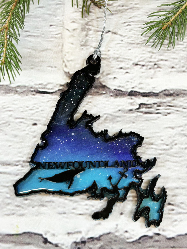 CLEARANCE Purple and Blue Province Northern Lights Ornaments