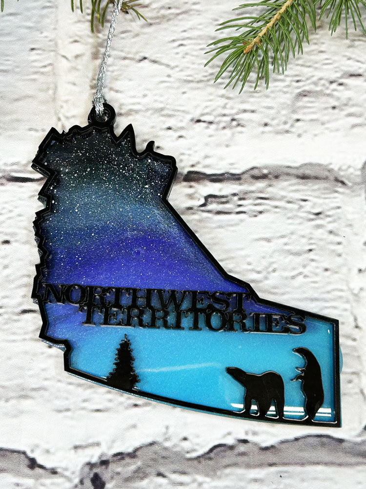 CLEARANCE Purple and Blue Province Northern Lights Ornaments