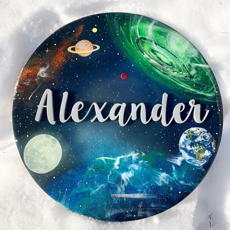 Glow-in-the-Dark Outer Space Epoxy Name Sign
