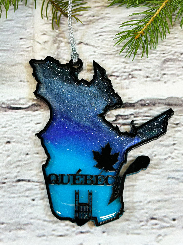 CLEARANCE Purple and Blue Province Northern Lights Ornaments