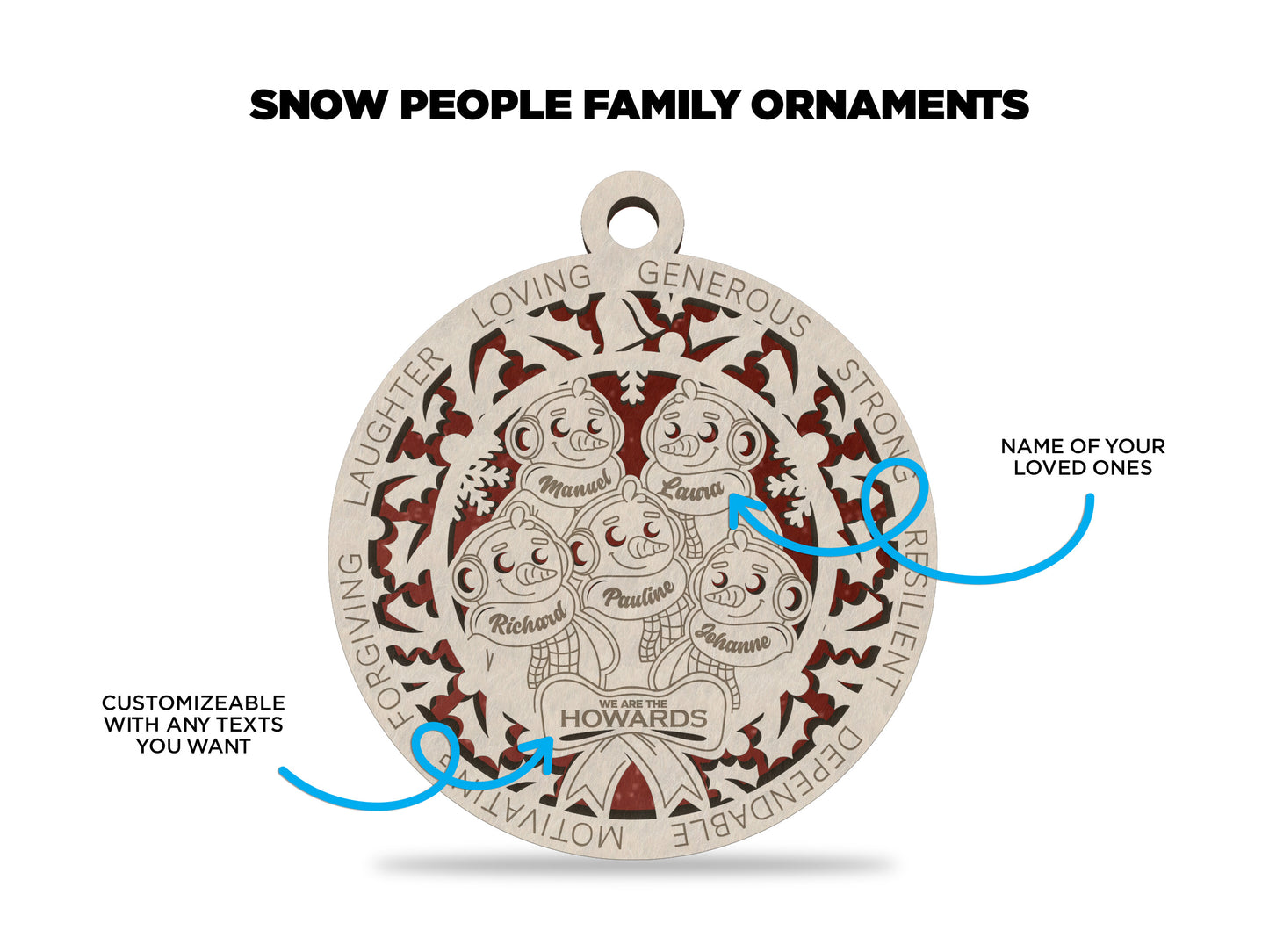Customizable Snow Family Ornament