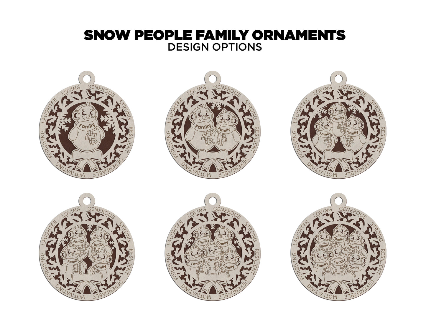 Customizable Snow Family Ornament