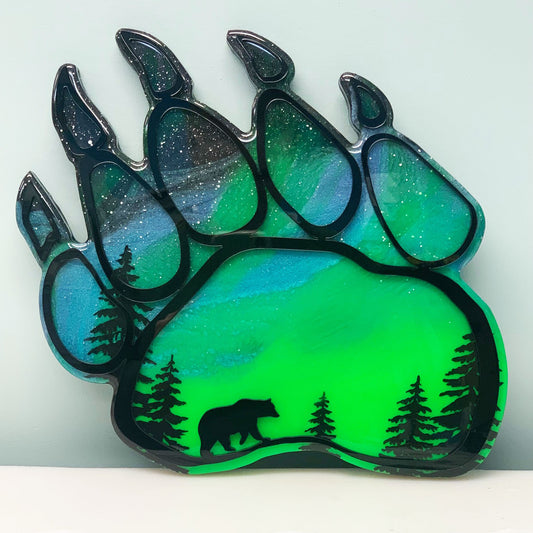 Bear Paw Northern Lights Resin Art