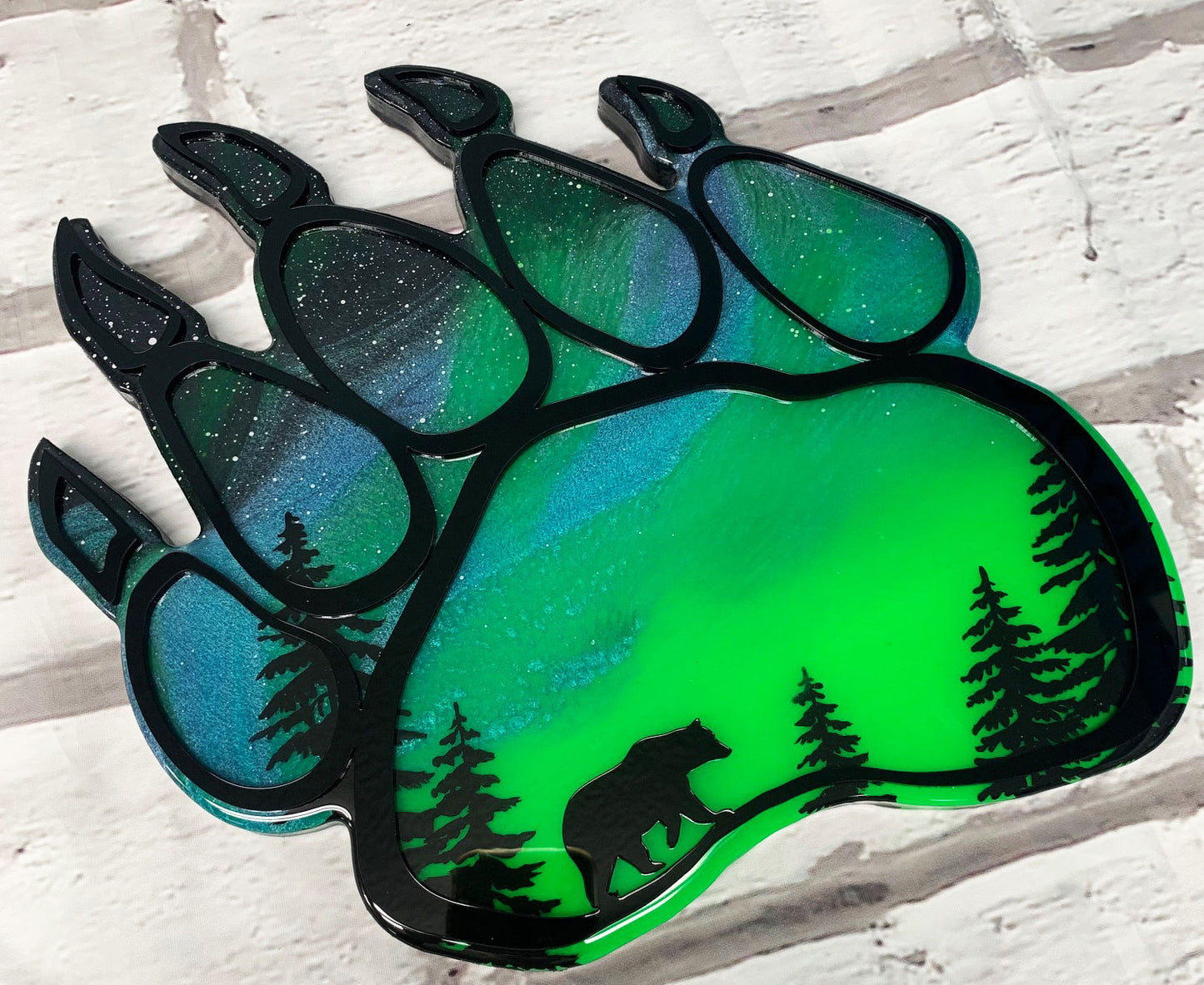 Bear Paw Northern Lights Resin Art
