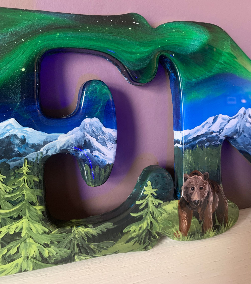 Rocky Mountain Wildlife Resin Art Name Sign