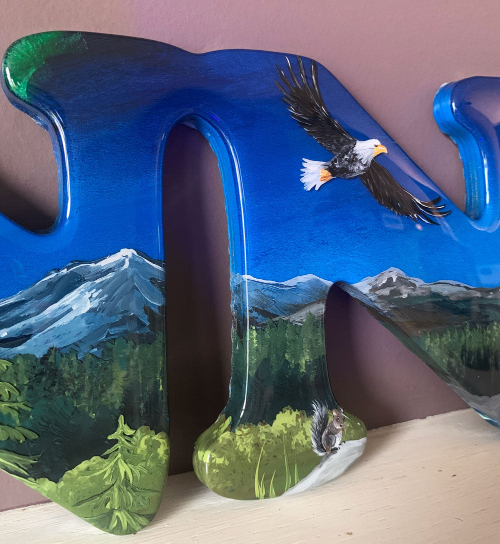 Rocky Mountain Wildlife Resin Art Name Sign