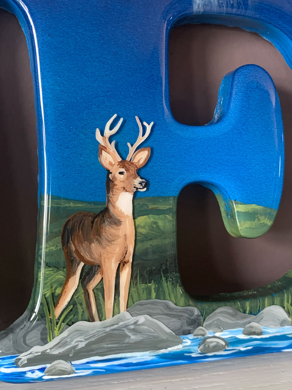Rocky Mountain Wildlife Resin Art Name Sign