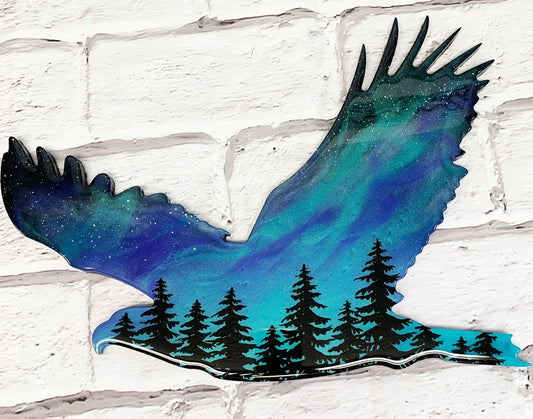 Eagle Northern Lights Resin Art