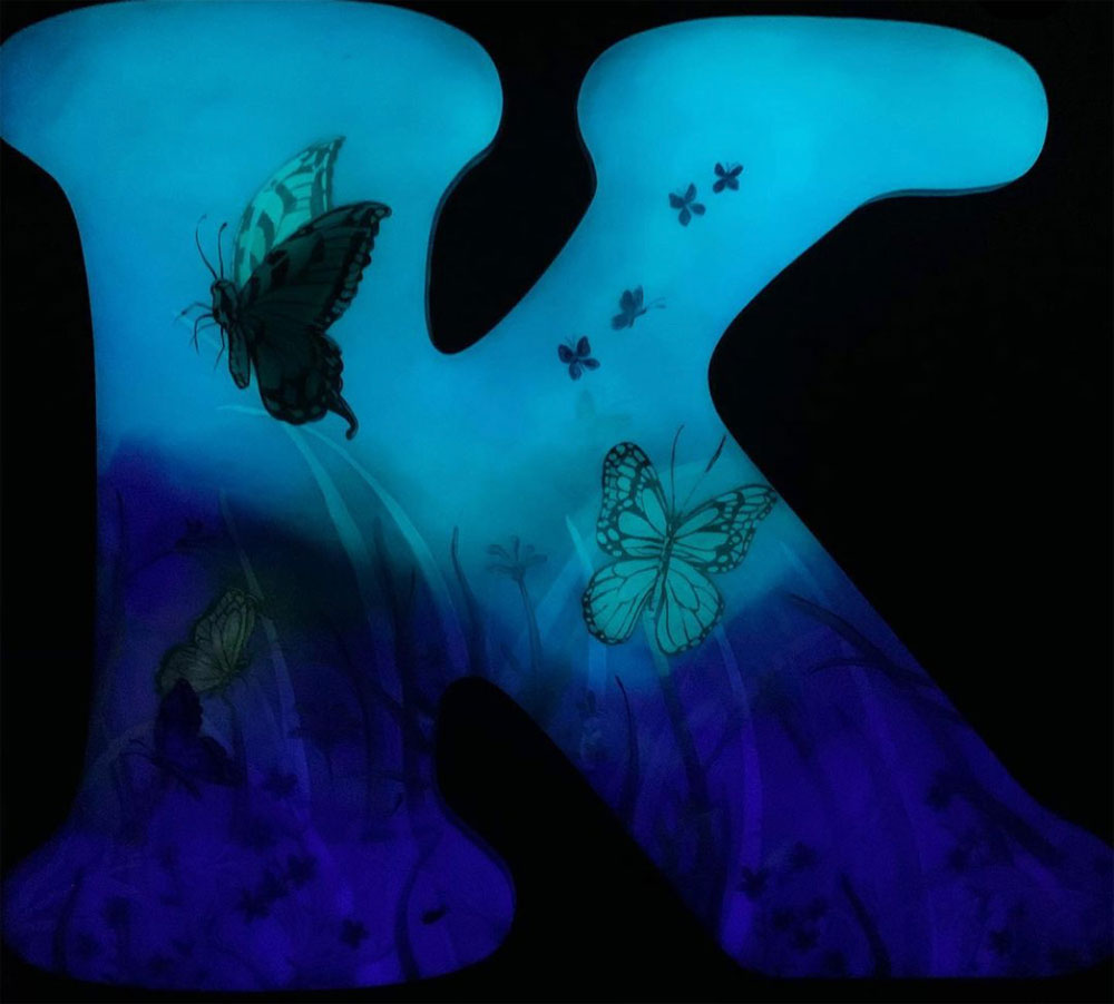 Glow-In-The-Dark Epoxy Butterfly Garden Letters