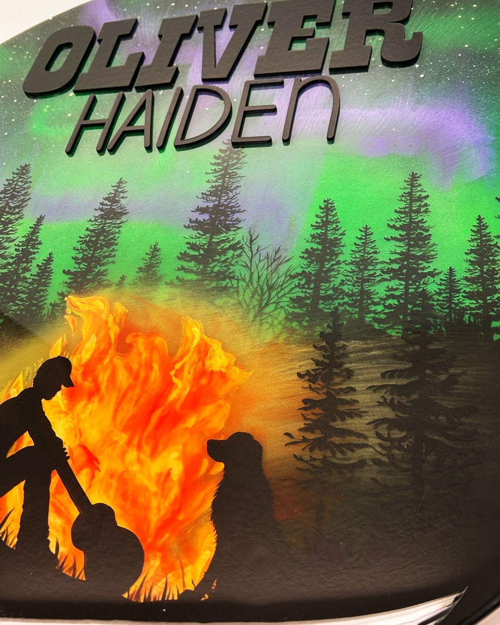 Northern Lights Campfire Resin Art Name Sign