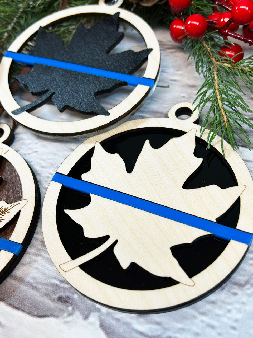 Canadian Thin Blue Line Christmas Ornament