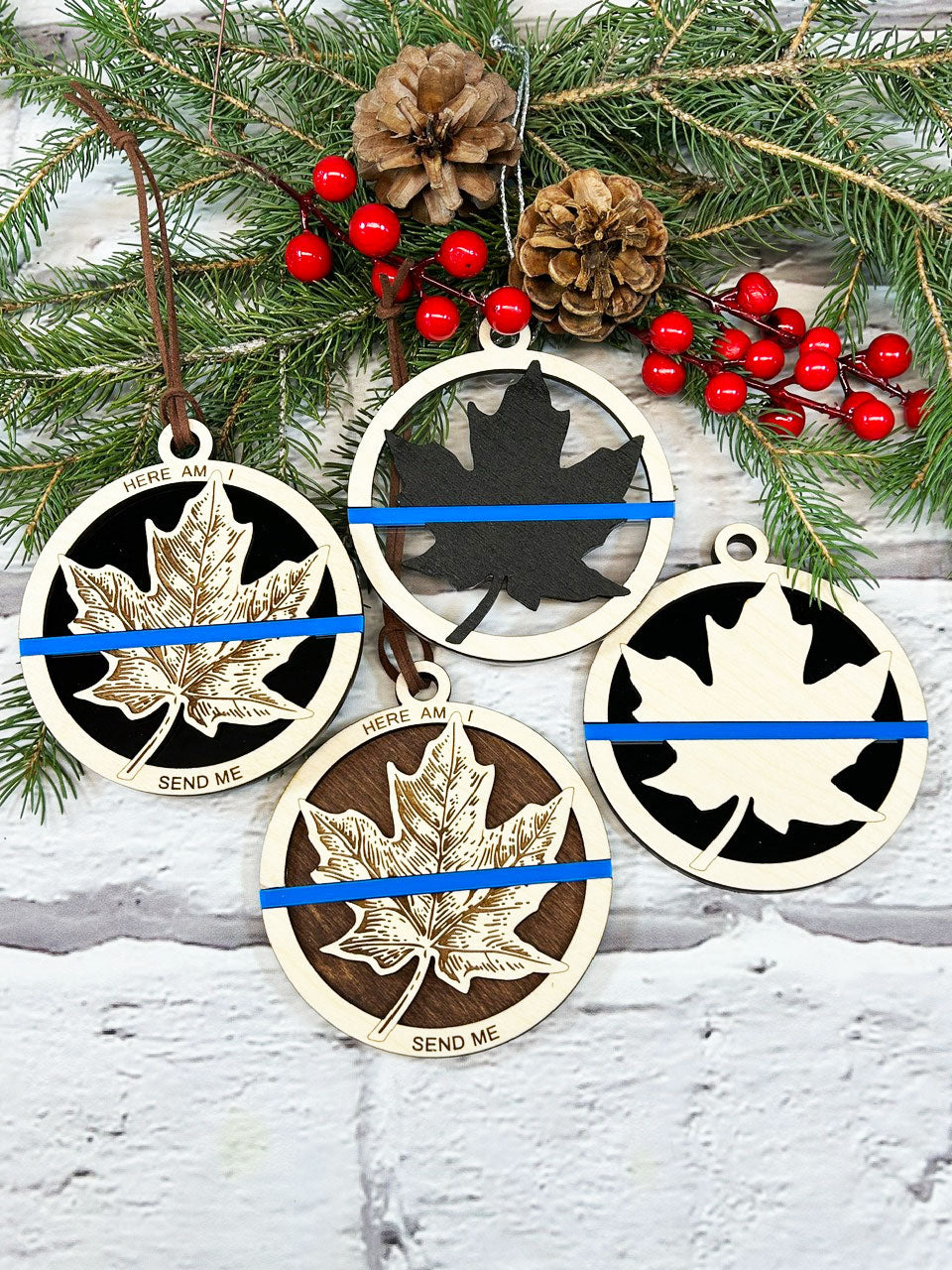 Canadian Thin Blue Line Christmas Ornament