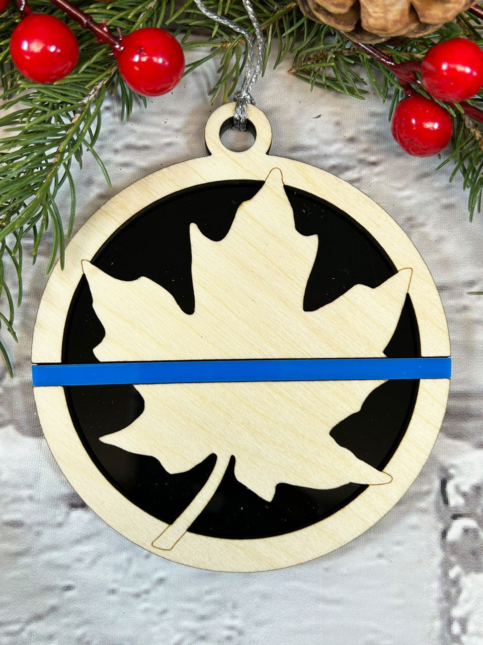 Canadian Thin Blue Line Christmas Ornament