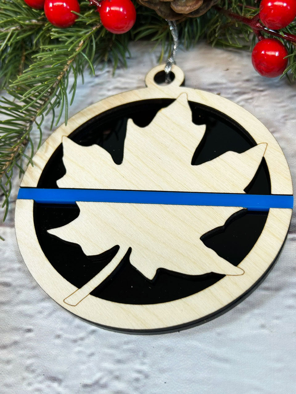 Canadian Thin Blue Line Christmas Ornament